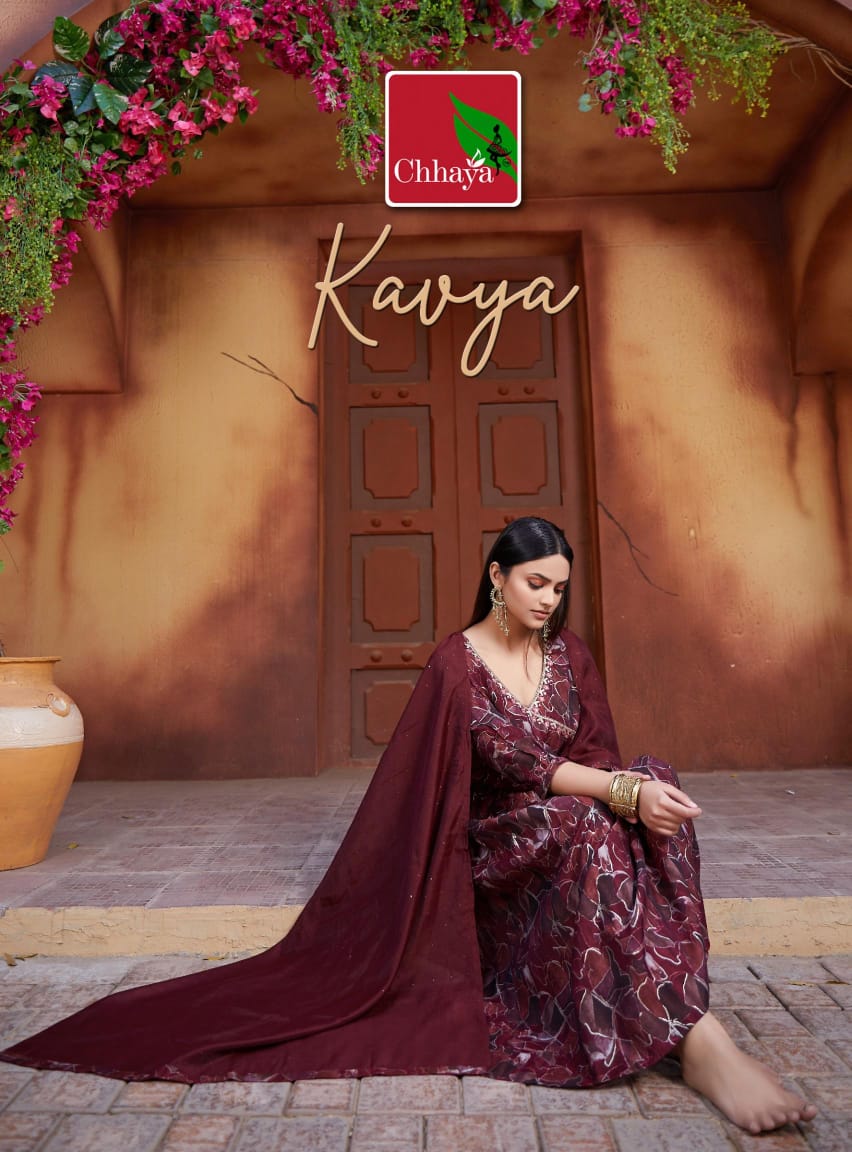 Kavya By Chhaya Kediya Style Neck Long Embroidery Kurti With Bottom Dupatta Wholesale Clothing Suppliers In India